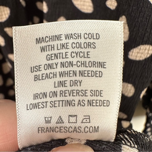 NEW Mi Ami Women M Smocked Top Long Sleeve Black Dalmatian Spots Balloon Sleeve - Picture 8 of 9